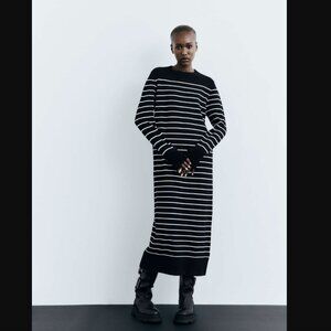 NWT ZARA LONG STRIPED KNIT DRESS
